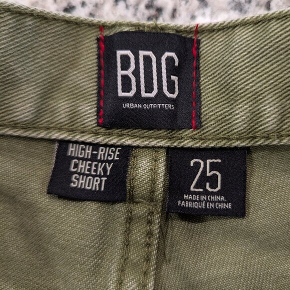 BDG High-Rise Cheeky Shorts 25 Green Frayed Hem - Picture 5 of 8